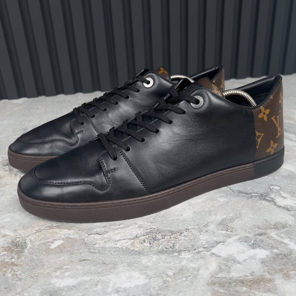 Louis Vuitton Line Up Sneakers Monogram Black Leather 8.5 LV or 9.5 US 42.5 EUR